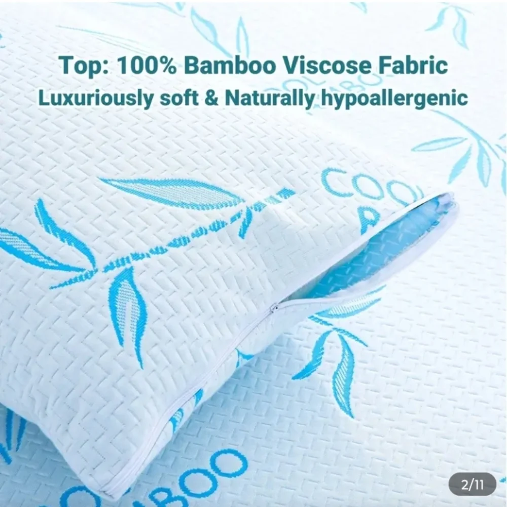 Queen Bamboo Cool White and Blue Pillowcase